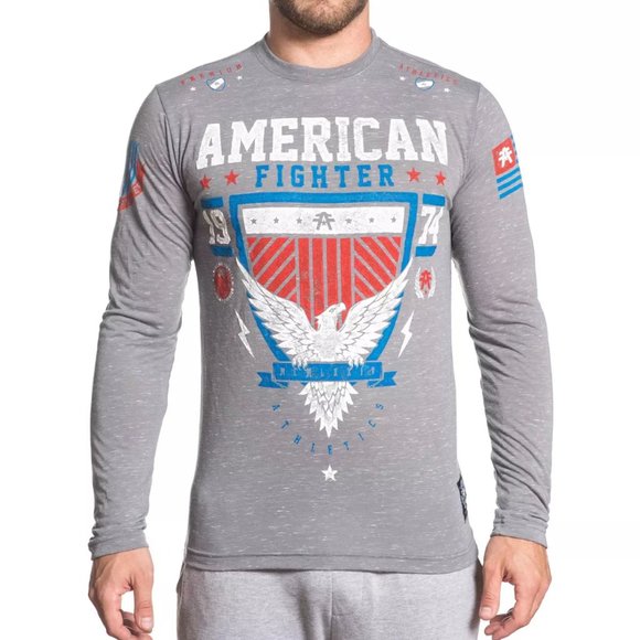 AMERICAN FIGHTER Men's T-Shirt CLEARMONT Long Slee - Picture 1 of 5